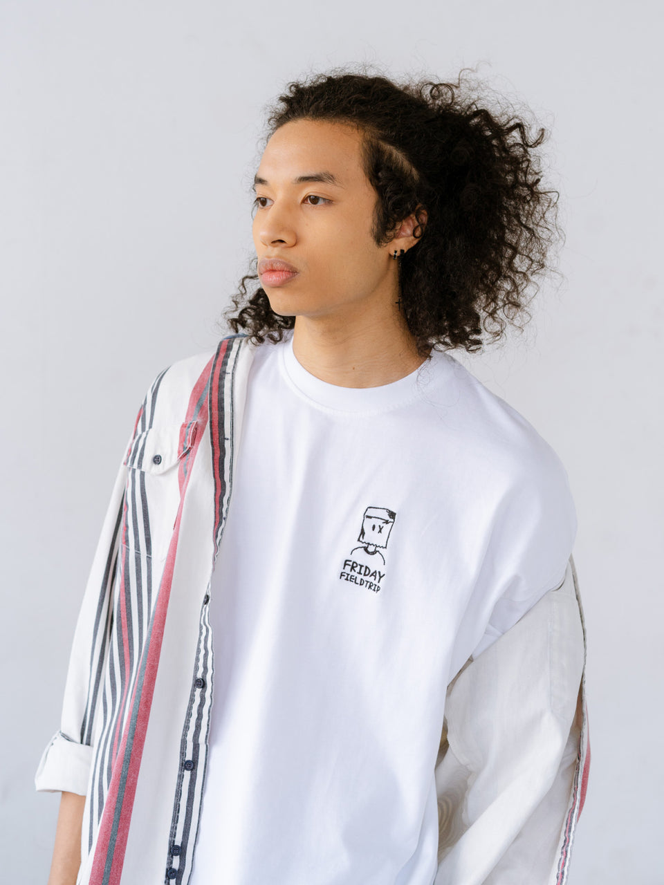 Oversized Paper Bag Boy Shirt in White