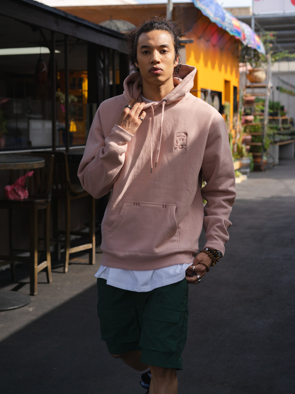 Paper Bag Boy Hoodie in Pink