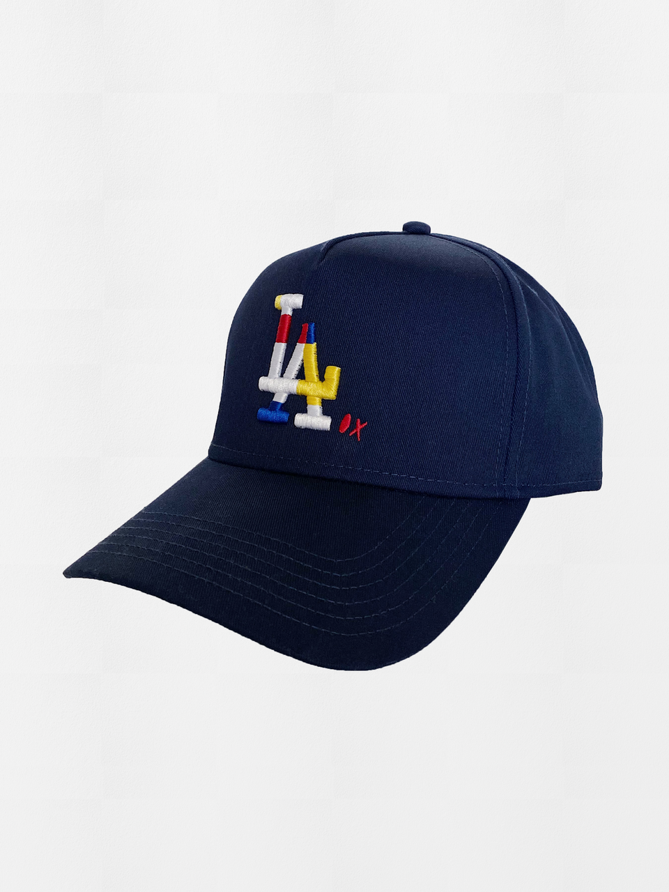 "LA MONDRIAN" 5-Panel Snapback in Navy Blue