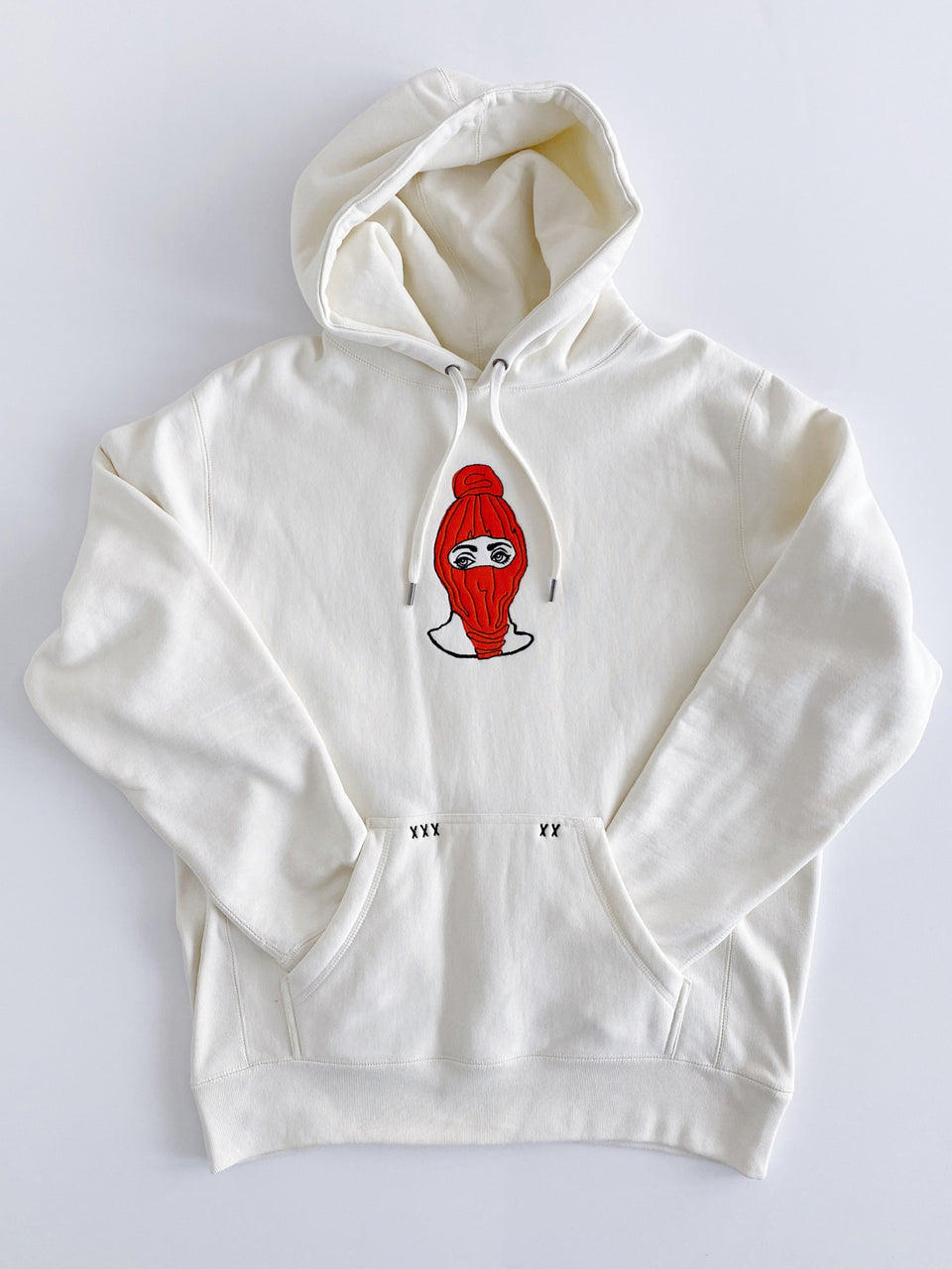 "Lady in Mask" Hoodie in Cream