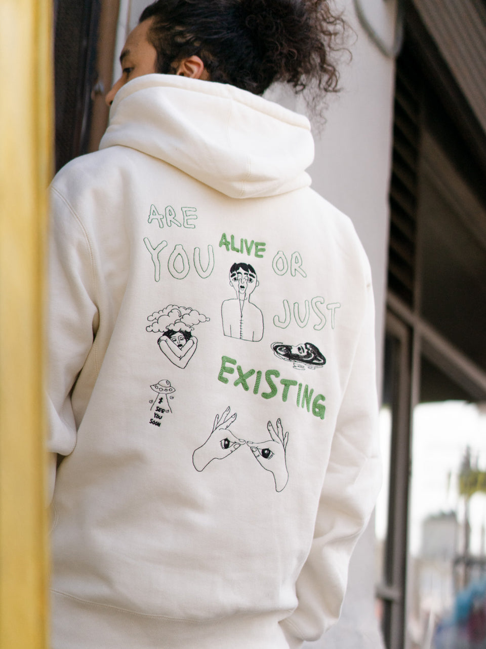 Illustration Hoodie in Cream